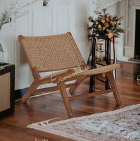 Chaise moderne chaise longue facile à tisser à la main cordon bambou cadre en bois chaise longue salon extérieur mobilier d'intérieur