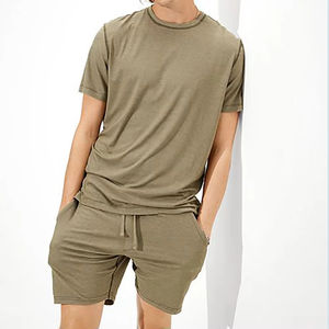 Top contraste couleur à manches courtes t-shirts Shorts 2 PC ensembles hommes costumes de sport décontractés qualité supérieure entièrement personnalisé ensemble court - Product Image 6