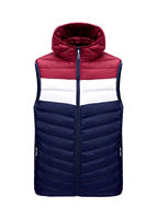 Gilet matelassé à capuche pour homme, color block, chaud et coupe-vent, sans manches, décontracté, avec rembourrage épais en polyester