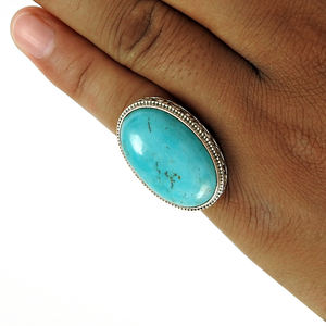 ฮิปฮอปอินเทรนด์ในแบบฉบับแหวนเงิน925สเตอร์ลิงสำหรับผู้หญิงเงินสีฟ้าครามแหวนขายส่งเครื่องประดับแฮนด์เมดแหวนปรับ - Product Image 4