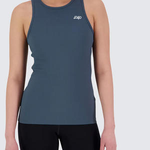 Camiseta sin mangas acanalada personalizada para mujer, ropa deportiva sin costuras con espalda cruzada y músculos - Product Image 2