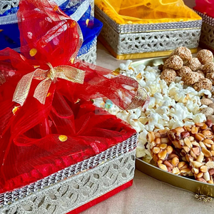 Mới đến Bộ 3 giỏ vuông ủng hộ đám cưới Diwali Quà Tặng cản trở <span class=keywords><strong>container</strong></span> trang trí ngọt ngào thường làm bằng vật liệu dệt - Product Image 5