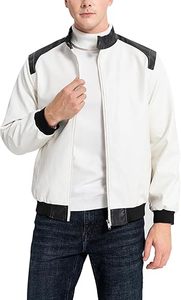 Stand Coller Slim_Fit Hiver Petit à Plus 8XL Taille Mode Hommes Vestes En Cuir Solide Couleur Fermeture Éclair - Product Image 2