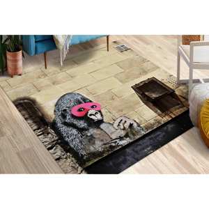 Tapis Gorille Banksy : Art Graffiti, Décoration de Salon, Tapis Imprimé, Tapis Fin Non-tissé - Product Image 1