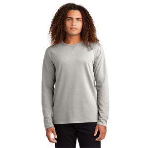 Haut en coton moderne et confortable pour homme T-shirt gris à col rond et à manches longues coupe ajustée Tissu tricoté pour superposition avec service OEM - Product Image 4