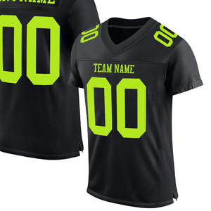 Camiseta de Fútbol Negra Personalizable con Detalles en Verde Neón, Nombre y Número del Equipo Personalizados, Cualquier Nombre, Ropa Deportiva Personalizada para Hombre - Product Image 2