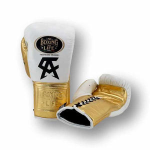 Gants de boxe en cuir véritable personnalisés de qualité supérieure No Boxing No Life Design Fabricant OEM Cuir doré - Product Image 4