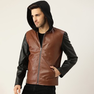 2024 OEM Service High Street Style col montant veste en cuir pour hommes avec fermeture à glissière manches complètes respirant antibactérien - Product Image 1