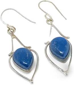 Pendientes de Mujer con Lapislázuli Afgano Natural, Joyería Hecha a Mano para Compromiso o Boda, Plata de Ley 925 - Product Image 3