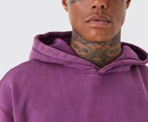 Men's Winter Solid Color Hoodie with Silk Screen Printing Acid Wash Custom Logo Colors-High Quality Streetwear Reasonable Price - Product Image 3