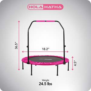 HolaHatha 48 Inch Pink Mini Fitness <b>Trampoline</b> Safe Outdoor Inflatable with Adjustable Handle Foldable Design - Product Image 2