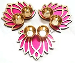 ที่วางของตกแต่งบ้านที่หรูหรา Mdf roli kumkum วางดอกบัวดีไซน์แบบ Haldi Kumkum สำหรับตกแต่งบ้าน - Product Image 3