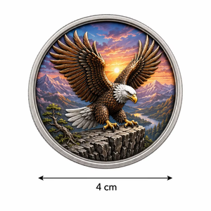 Pièce de monnaie ronde personnalisée de 1 once de Troy, en cuivre fin 999, avec aigle <span class=keywords><strong>chauve</strong></span> en relief 3D, impression UV, motif Montagne Coucher de Soleil Infini, cadeau de collection - Product Image 4