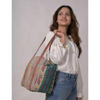 Boho Kantha sac à bandoulière fait à la main multicolore coton fourre-tout indien Vintage Style sac pour femmes écologique marché ou plage sac à main