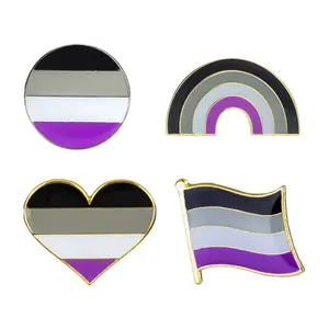 Mini Asexual Pride Flag Pin | Emaille Abzeichen Regenbogen Einschluss Homosexuell LGBT Gleichheit Vielfalt Lesben Queer Herz Rechteck Band