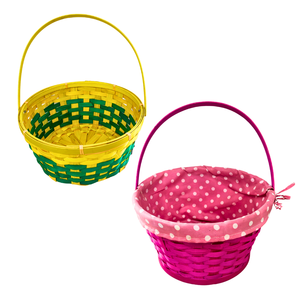 Petit et grand panier décoratif de Pâques paniers en bambou avec doublure en coton du Vietnam panier de vacances fait à la main - Product Image 1