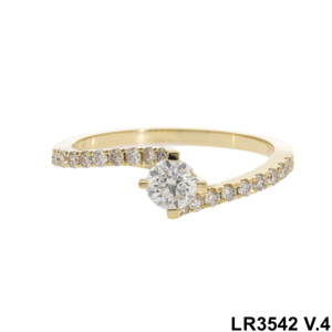 14K Gold 0.45CTW Twisted Solitaire <b>Engagement</b> <b>Ring</b> for Women <b>Unique</b> Modern Fine Jewelry with Real Diamonds - Product Image 1