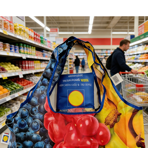 Customized Eco-friendly Polyester Shopping <b>Bags</b>-<b>Foldable</b> Large-capacity Fruit-printed Handbags - Product Image 1