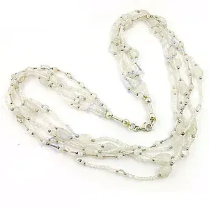 Collar de Piedras Preciosas Blancas con Múltiples Hilos, con Diamantes y Perlas, Chapado en Oro, Joyería Religiosa Moderna para Mujer, para Bodas - Product Image 1