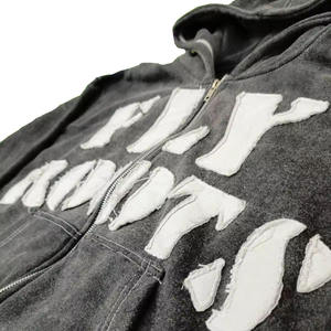 Camiseta de Algodón Grueso Personalizada con Bordado de Pedrería, Logotipo Estampado, Estilo Vintage Deslavado al Ácido, Hombros Caídos, Talla Grande para Hombre - Product Image 4