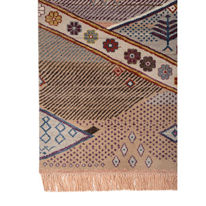 พรมไหมพรมผสมไหมไผ่สีน้ำตาลเบจ แมนชาฮ่า ลายเรขาคณิตสูง รูปทรงสี่เหลี่ยมผืนผ้า สำหรับบ้าน ห้องนั่งเล่น ทางเดิน-Les-2730 - Product Image 4