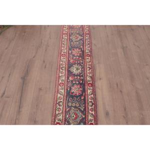Vintage <b>Runner</b> Rug 1.3x10.5 ft (39x320 cm), <b>Red</b> Patchwork Turkish Rug - Product Image 3