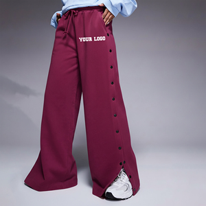 2025 New Arrived Solid Color <b>Elastic</b> Waistband Casual Wear Baggy Jogger Pants 100% Cotton Fleece Hip Hop Lightweight Sweatpants - Product Image 4