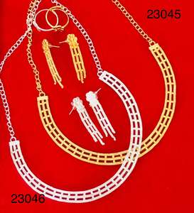 Luxury Gold Plated Chain <b>Necklace</b> <b>Set</b> with Long Tassel <b>Earrings</b> & Adjustable Ring Fashion Jewelry <b>Set</b> Model no 23045 - Product Image 2
