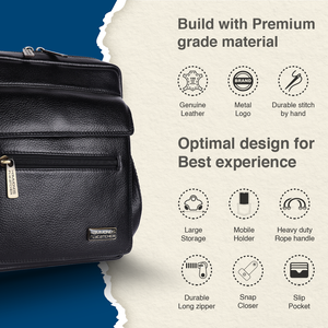 Hammonds Flycatcher Bolso bandolera de moda para hombre de cuero genuino para uso diario y viajes Todas las estaciones 1 año de garantía - Product Image 5