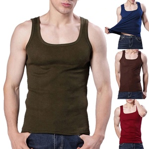 Nouveau design bicolore col ras du cou vêtements de sport maillot de corps en coton sans manches ajusté hommes débardeur pour hommes - Product Image 6