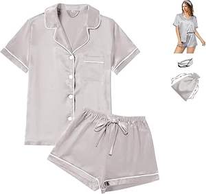 Vêtements de nuit confortables personnalisés avec des hauts à manches courtes, vêtements de nuit pour femmes, pyjama en bambou doux et respirant pour hommes et femmes, été - Product Image 1