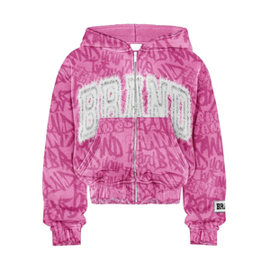 Pantalon de survêtement unisexe évasé de haute qualité avec lavage à l'acide sweat à capuche zippé 2 pièces hiver ensemble broderie patch de détresse survêtement pour hommes mode - Product Image 2