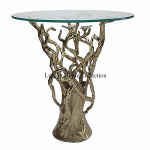 Support en aluminium moulé de couleur or avec table centrale ronde en marbre blanc Tables basses et d'appoint décoratives d'aspect attrayant - Product Image 6
