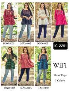 Tops cortos con estampado de Kurtis de rayón étnico para mujeres paquistaníes indias, cuello elegante para ropa regular de oficina, ropa de estilo indio para - Product Image 6