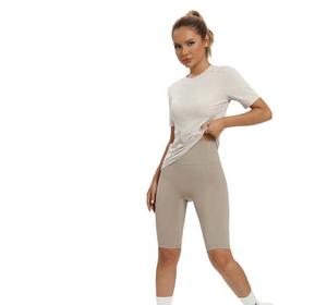 กางเกงขาสั้นขี่จักรยานเอวสูงสำหรับผู้หญิงกางเกงขาสั้นเล่นโยคะฟิตเนสแห้งเร็วระบายอากาศได้ดีตกแต่งลวดลายเซ็กซี่สไตล์สปอร์ตฤดูร้อนโลโก้ได้ตามต้องการ - Product Image 4