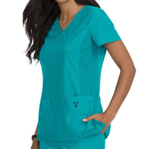 Top médico con cuello en V para mujer, verde azulado - Product Image 1