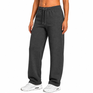 Pantalon de survêtement décontracté pour femme, respirant, écologique, taille mi-haute, en molleton technique, coupe ample à jambe large, avec cordon de serrage (S-3XL) - Product Image 5