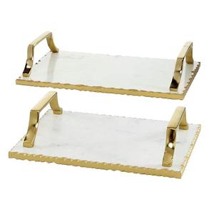 Plateau de service en marbre blanc avec poignées Plateaux décoratifs pour la décoration intérieure Forme carrée 20X30 et au meilleur prix - Product Image 3