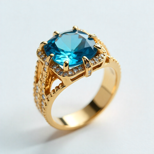 Anillo de Plata de Ley 925 con Aguamarina para Mujer con Diseño de Cubo de Azúcar con Circonita de Diamante, Joyería para Bodas y Fiestas - Product Image 1