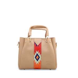 Faon Vintage décontracté sac à main P55042 demi-lune Boston géométrique végétalien Logo motif PU coton doublure fermeture à glissière chaîne paillettes - Product Image 3