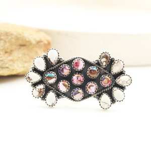 Anillo ajustable de Plata de Ley 925 hecho a mano Rosa Dalia turquesa caballo salvaje-pieza de declaración elegante para mujeres bodas fiestas - Product Image 1