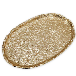 Aluminum Metal Oval Shape <b>Gold</b> Plated <b>Serving</b> <b>Tray</b> Fancy Style Luxury Handmade Hot Selling Excellent Quality - Product Image 1