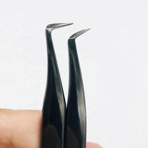 Pince à cils professionnelle en acier inoxydable revêtue de titane anti-magnétique à poignée confortable Outils à pointe lisse pour l'extension des cils - Product Image 3