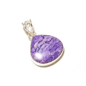 Pendentifs de poire en charoite violette naturelle de créateur en argent sterling 925 bijoux fins artésiens pendentifs et breloques pour femmes - Product Image 4