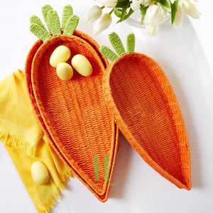 Colorful Carrot Shape Rattan <b>Storage</b> <b>Trays</b> for Table Decoration New Design Rattan <b>Tray</b> 2025 Collection OEM From HNH in Vietnam - Product Image 1
