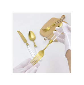 Cubiertos de acero inoxidable con diseño de resina, mango blanco leche, juego para comer alimentos, juego para servir alimentos, nuevo diseño Spoom - Product Image 4