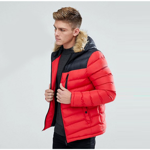Chaqueta bomber acolchada con burbujas ligera personalizada OEM, chaqueta acolchada de bloque de color con logotipo de 4 bolsillos de alta calidad, roja para uso en exteriores - Product Image 1