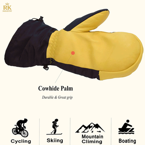 Gants de ski en cuir unisexes de mode canadienne pour enfants, gants de sport isolés pour l'hiver en plein air, gants de randonnée imprimés pour la neige - Product Image 2