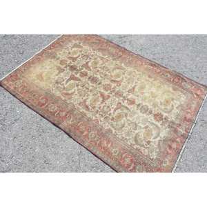 Tapis classique rouge beige 3,7x5,3 pieds Tapis turcs - Product Image 2