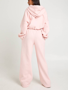 All Season Lightweight <b>Modest</b> Sportswear Girls Joggers <b>Set</b> Tech Fleece Hot Zip Up Crop Top Custom Trade Eco Friendly 2PCS <b>Set</b> - Product Image 4